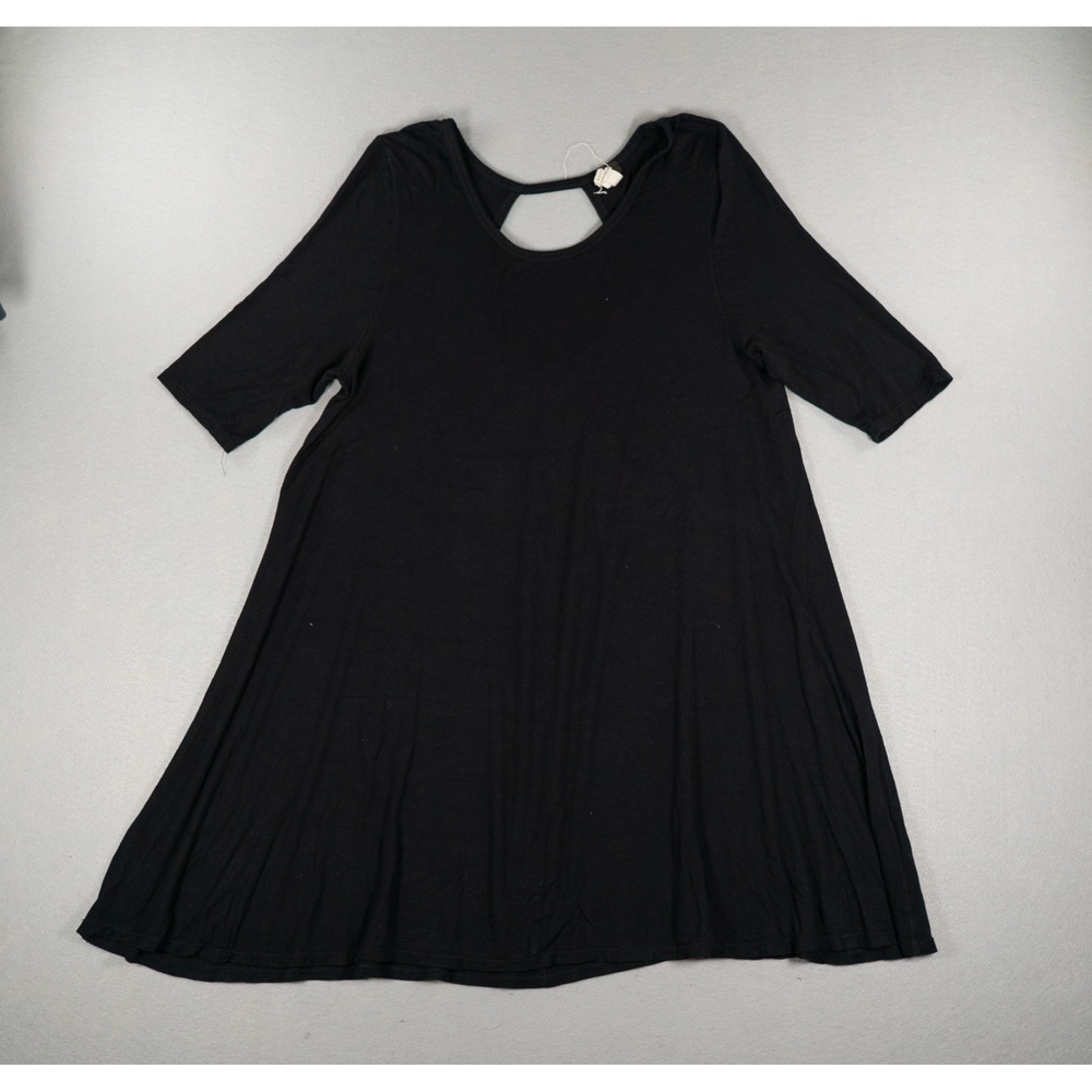 We The Free Free People Black Swing Tunic Top Short Sleeve Keyhole Back Large